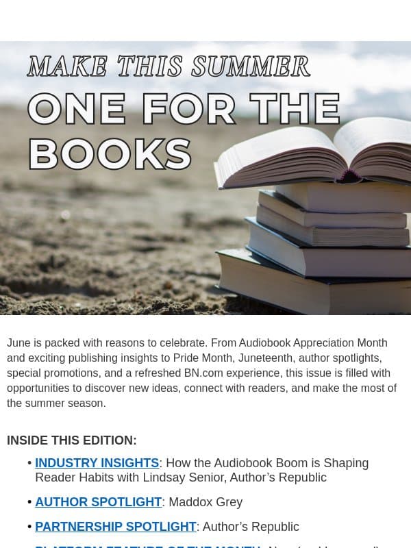 Make This Summer One for the Books! email from Barnes & Noble Press