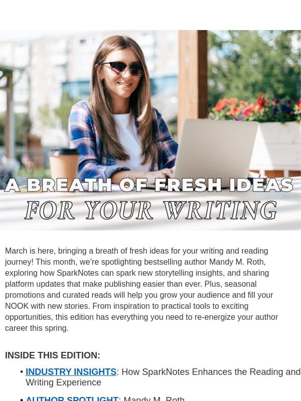 A Breath of Fresh Ideas for Your Writing email from Barnes & Noble Press