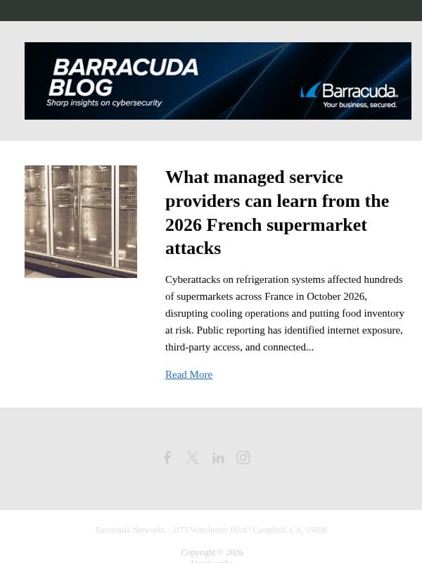 What managed service providers can learn from the 2026 French supermarket attacks email from Barracuda