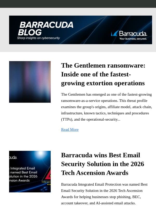 The Gentlemen ransomware: Inside one of the fastest-growing extortion operations email from Barracuda