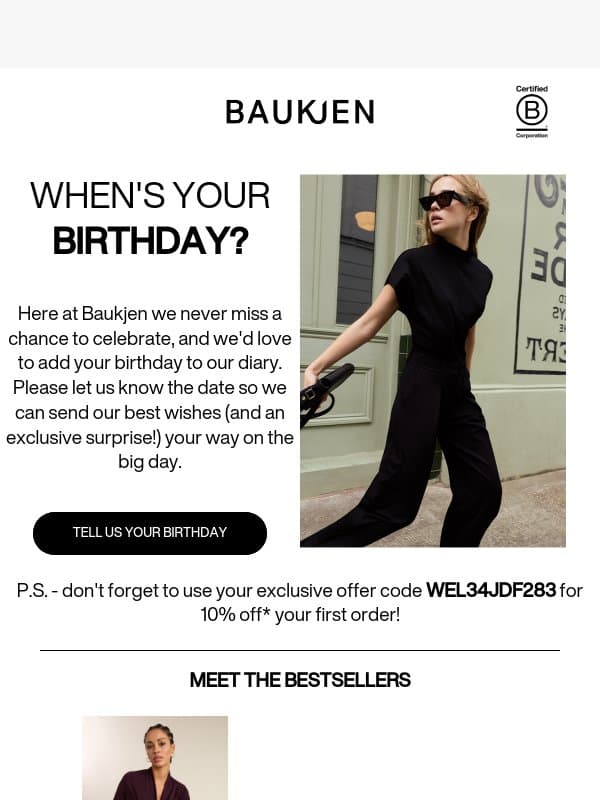 Fancy a Treat on Your Birthday? email from Baukjen