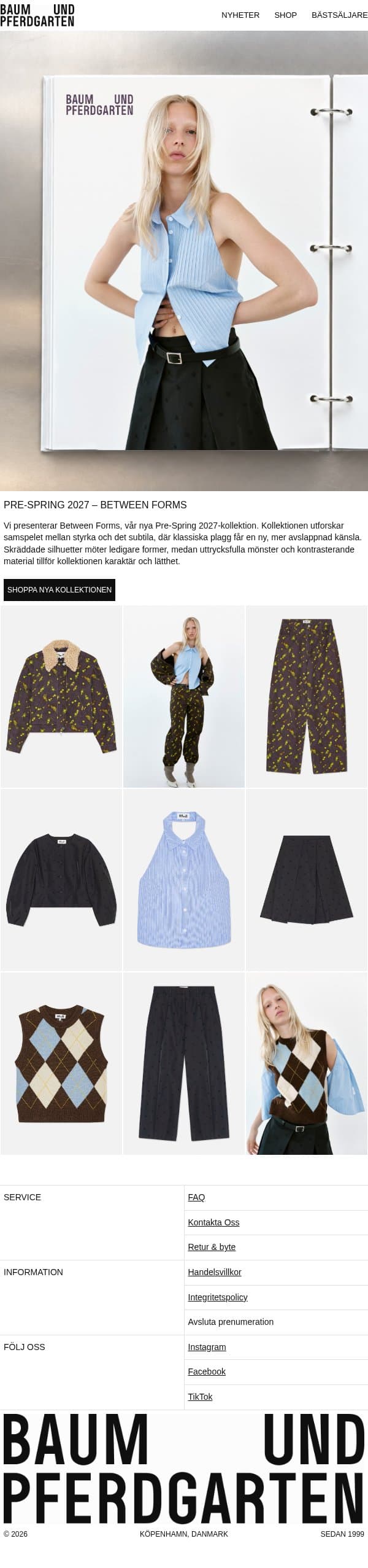 NY KOLLEKTION: PRE-SPRING 2027 email from Baum und Pferdgarten screenshot