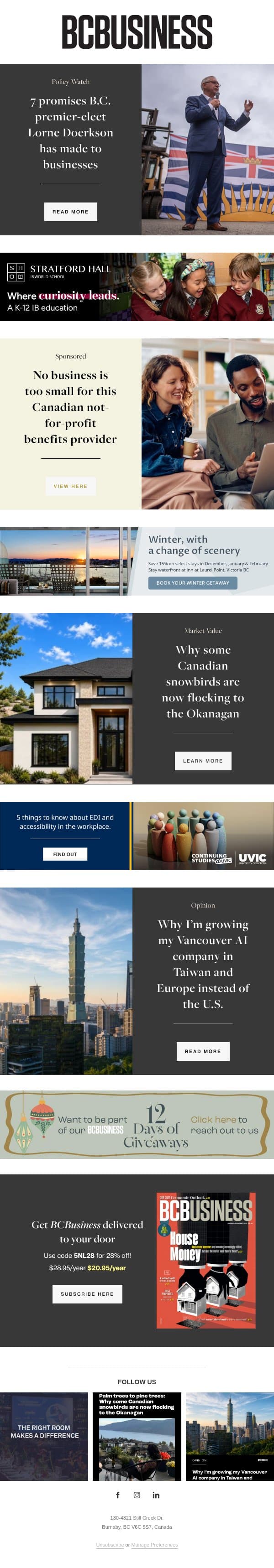 Doerkson's business promises to B.C. email from BC Business screenshot