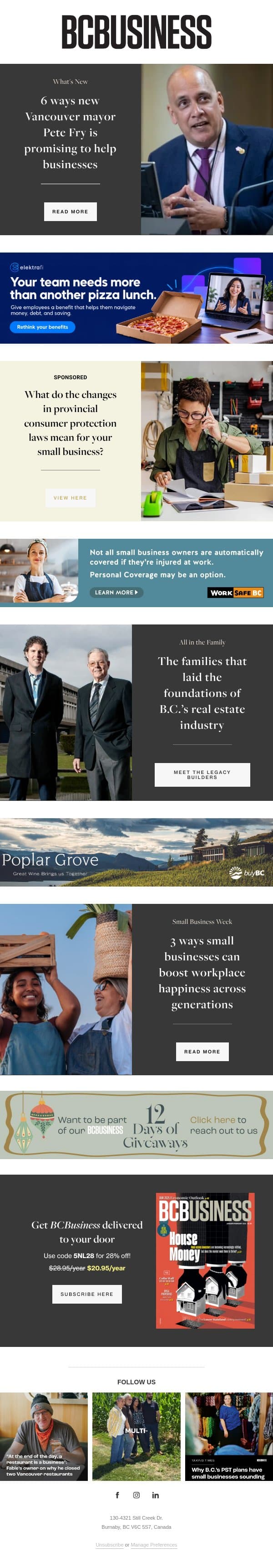 Pete Fry's business plan for Vancouver email from BC Business screenshot