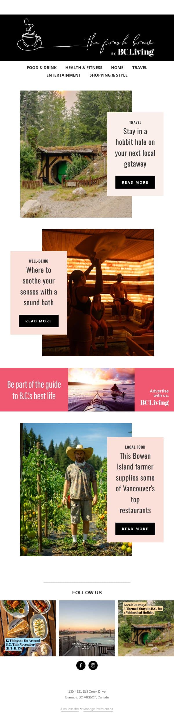 Whimsical Airbnbs for a fantastical getaway✨🏡 email from BC Business screenshot