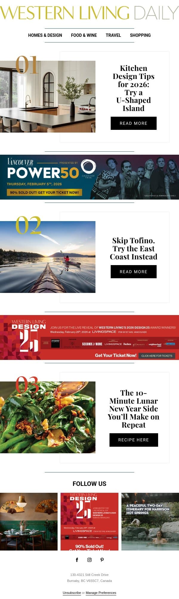 A U-Shaped Island Is the Entertaining Move for 2026 ✨ email from BC Business screenshot
