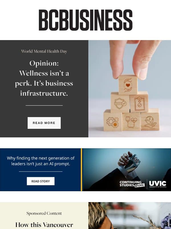 World Mental Health Day: Is your workplace doing enough? email from BC Business