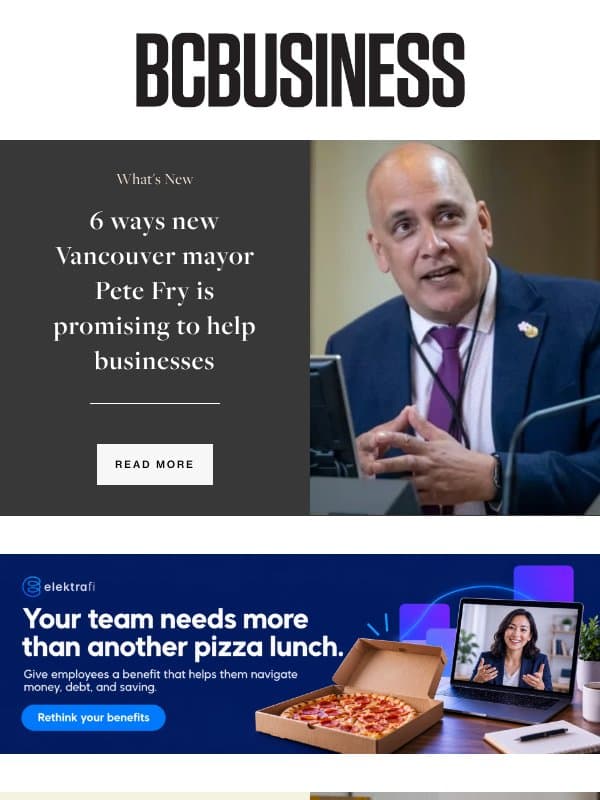 Pete Fry's business plan for Vancouver email from BC Business