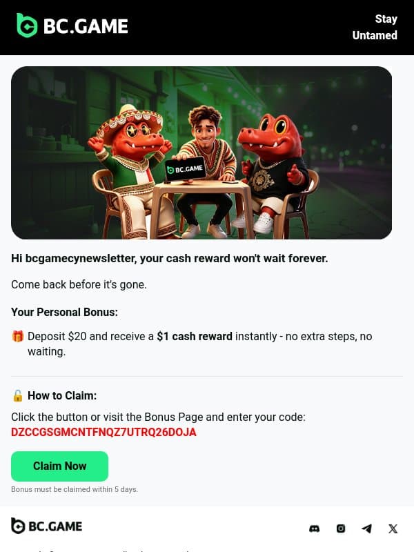 ⏰ Deposit and earn cash now email from BC.Game