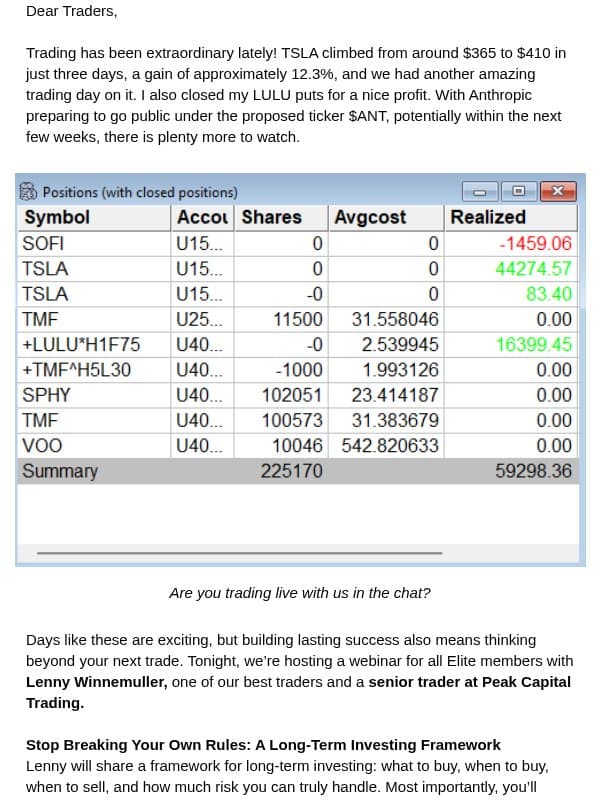 Elite Webinar @ 8PM ET: Long-Term Investing Framework for Day Traders email from Bear Bull Traders