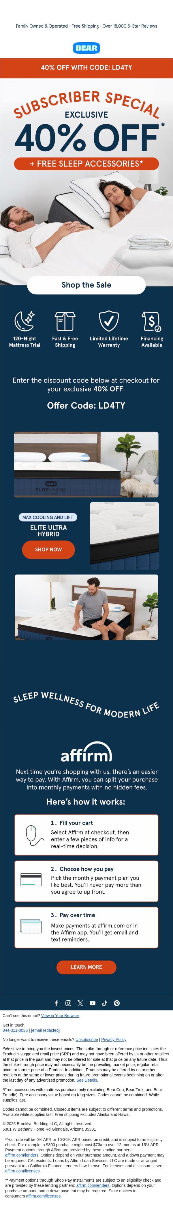 Open for Your Exclusive Labor Day Offer π email from Bear Mattress screenshot