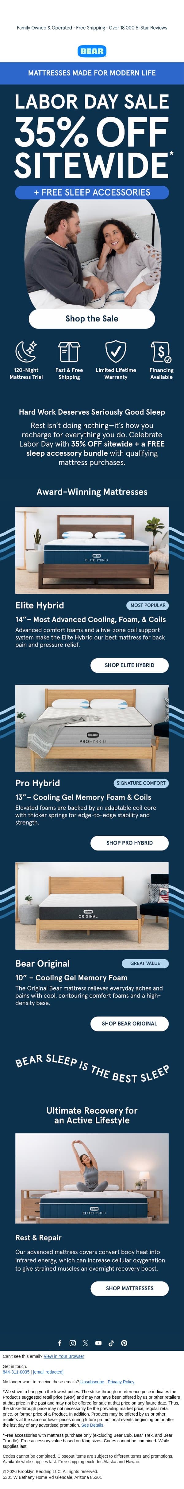 35% Off Seriously Good Sleep π΄ email from Bear Mattress screenshot