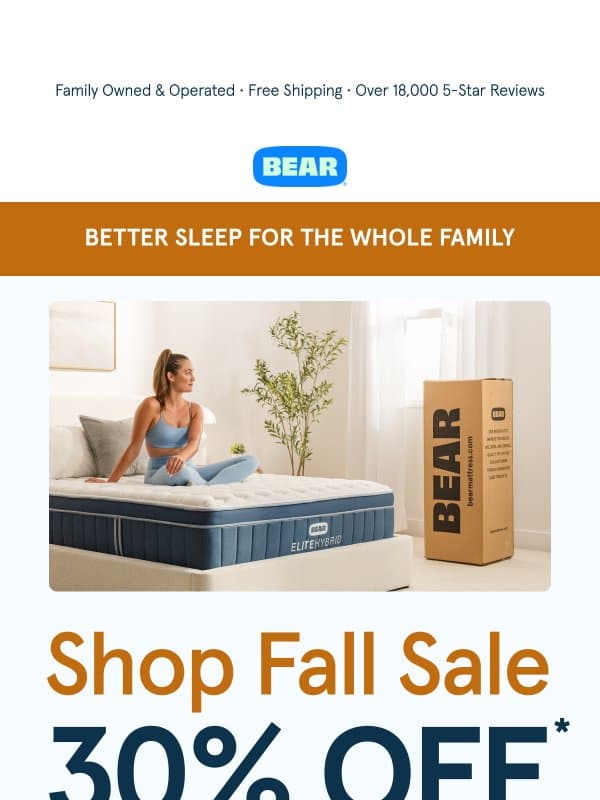 Fall Savings Are Here 🍂 email from Bear Mattress
