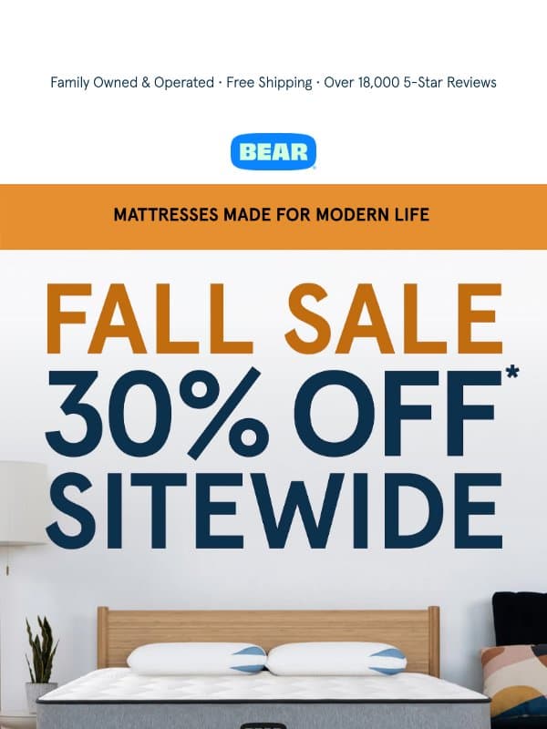 Better Sleep. Better Recovery. 30% Off. email from Bear Mattress