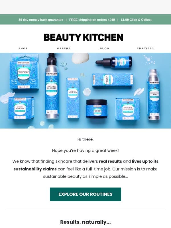 Real results. One simple routine. β¨ email from Beauty Kitchen
