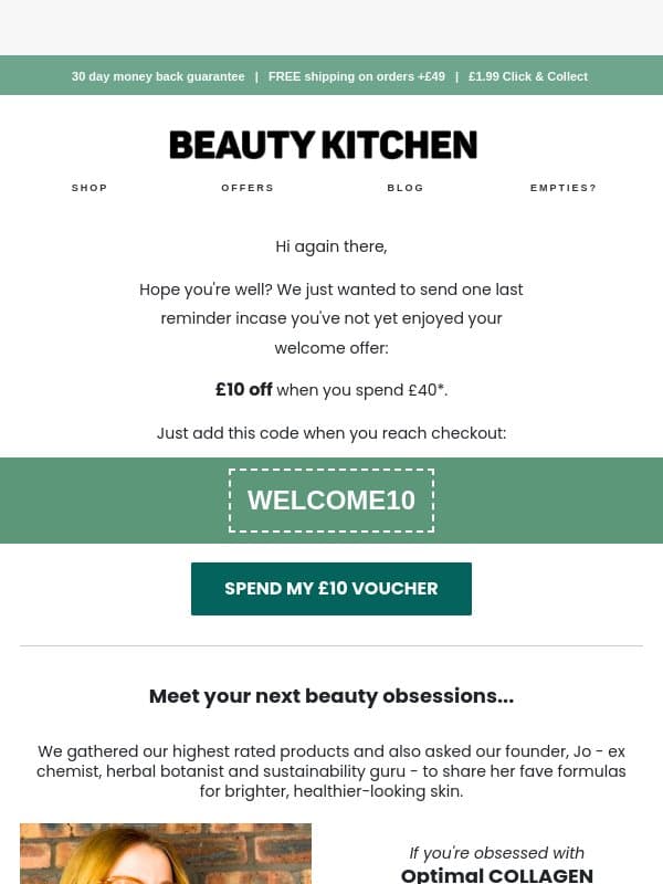 Β£10 off your next beauty obsession π email from Beauty Kitchen
