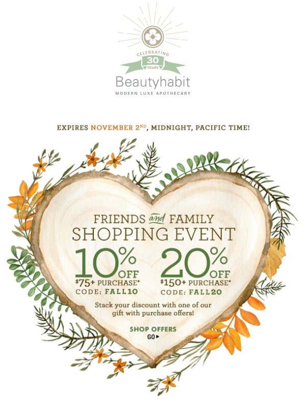 FALL Friends and Family Event! email from Beautyhabit