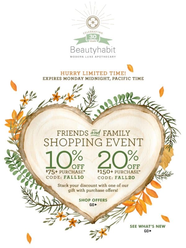 Saturday is for... Friends & Family. Shop the Event! email from Beautyhabit