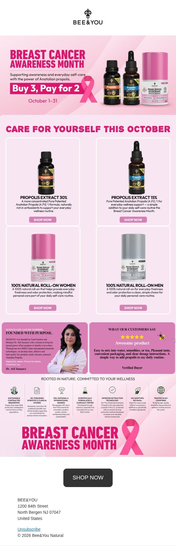 Last Day ⏰ Breast Cancer Awareness Month with BEE&YOU email from Bee & You screenshot