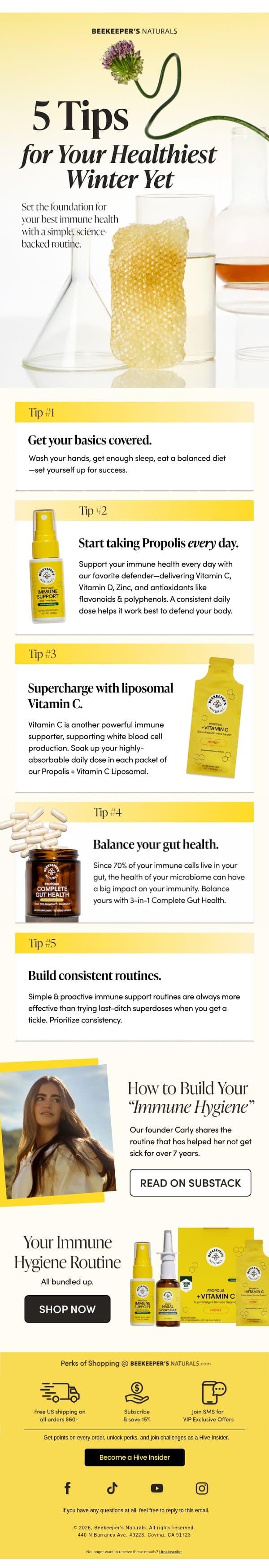 Make This the Winter You Stay Healthy 🤧 email from Beekeeper's Naturals screenshot