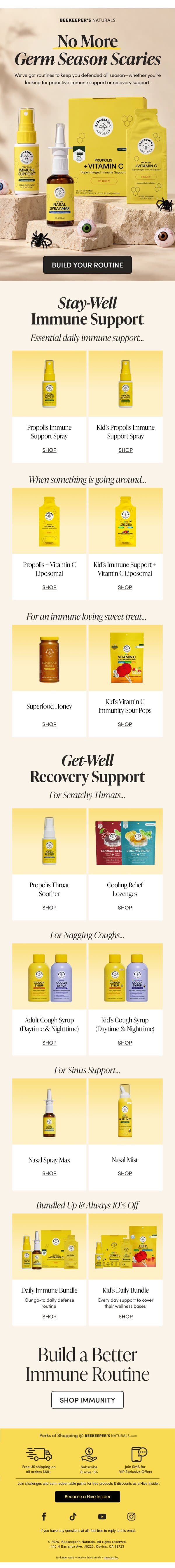 Don’t Be Scared of Immune Season 👻 email from Beekeeper's Naturals screenshot
