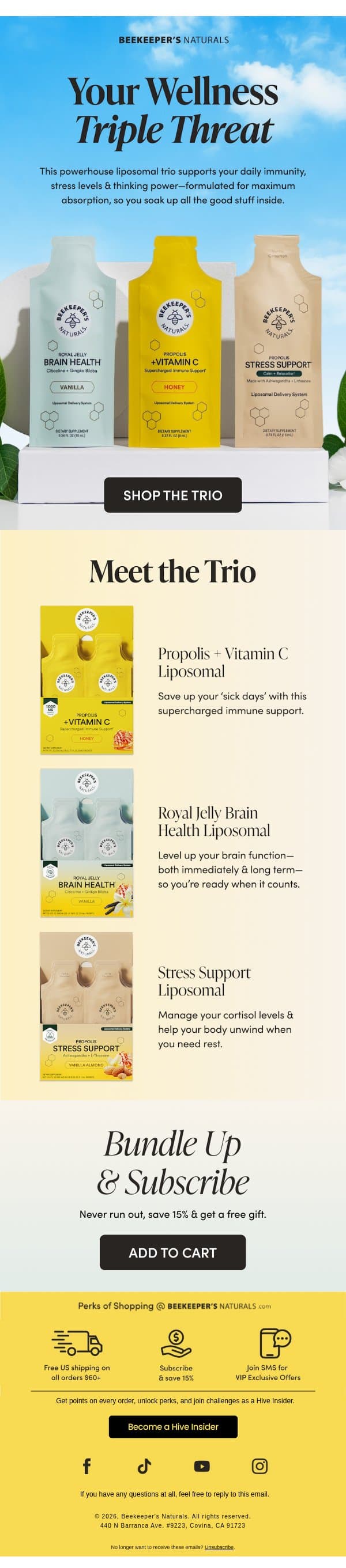 Make Feeling Unstoppable Your Norm email from Beekeeper's Naturals screenshot