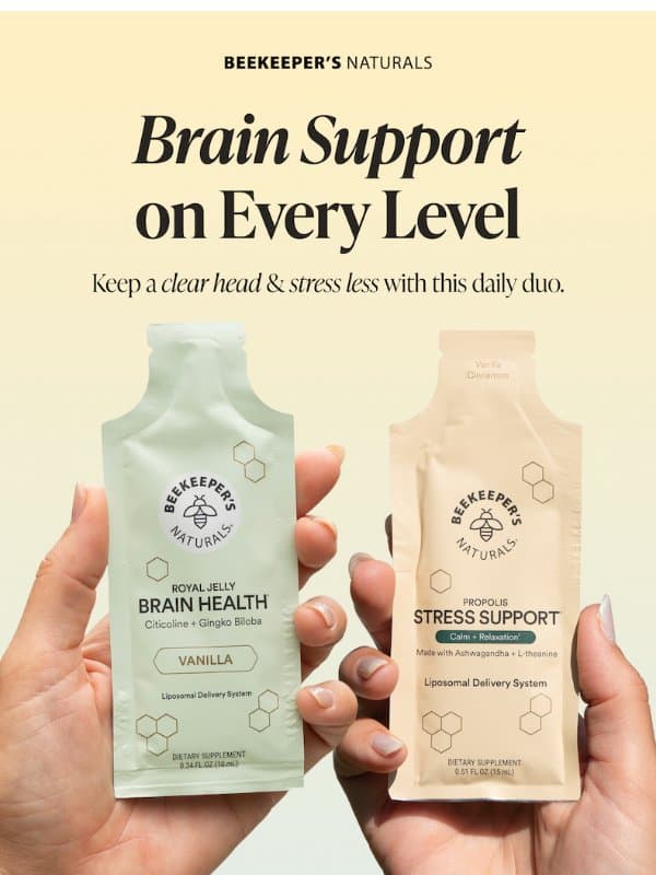 Clear Your Head & Stress Less email from Beekeeper's Naturals