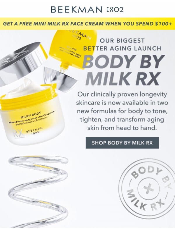 Our biggest better-aging launch yetโ โจ email from Beekman 1802 (small-batch segment)