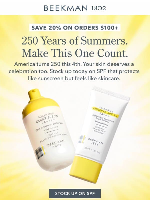 Happy 4th of July ๐บ๐ธ email from Beekman 1802 (small-batch segment)