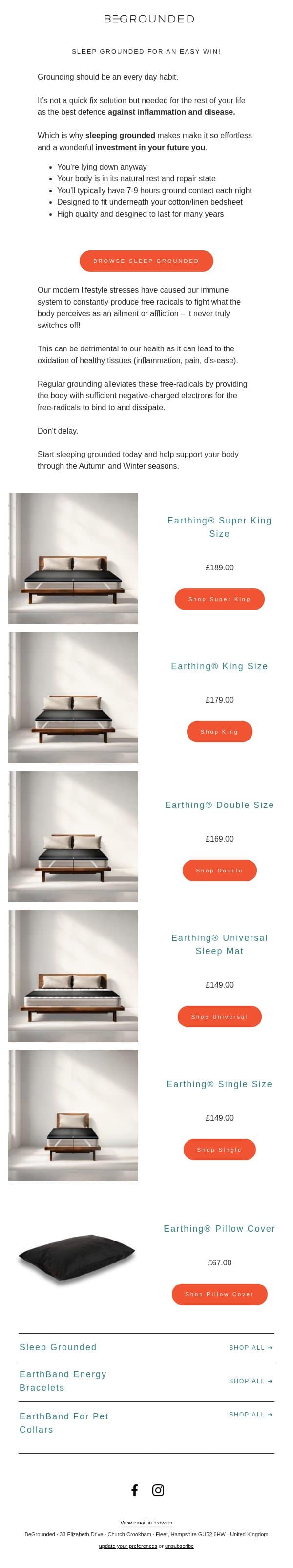 Sleeping Grounded - The Effortless Health Habit email from BeGrounded screenshot
