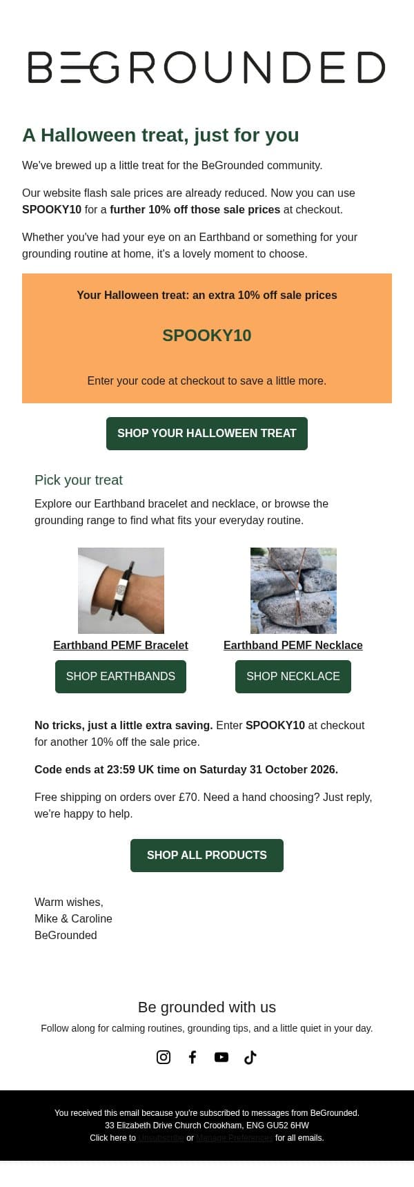 👻 We’ve brewed up a flash sale for you email from BeGrounded screenshot