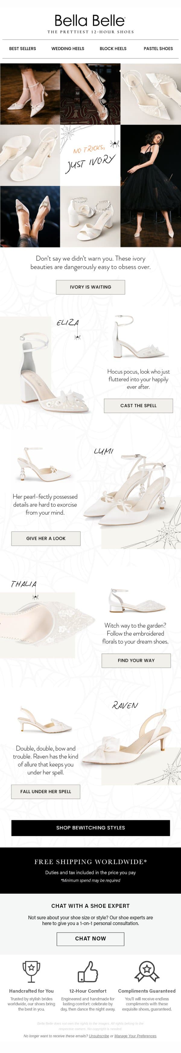 Scared you’ll fall in love? 👻 email from Bella Belle Shoes screenshot
