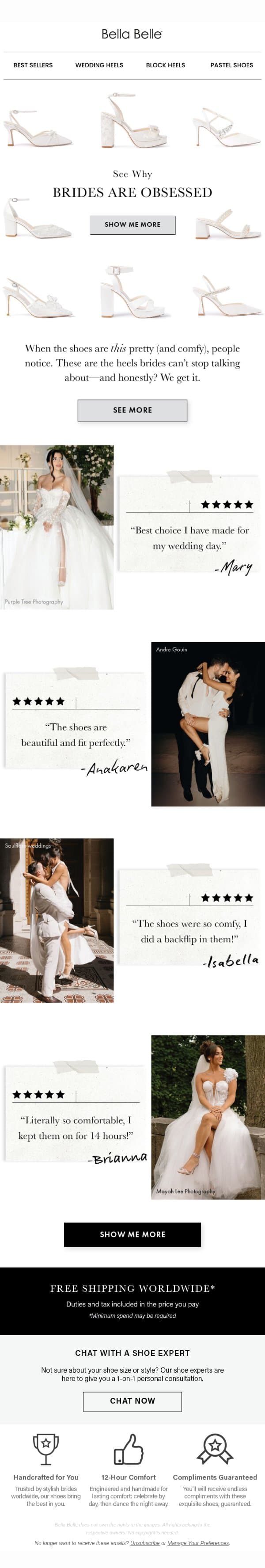 βI got compliments ALL. DAY.β π email from Bella Belle Shoes screenshot
