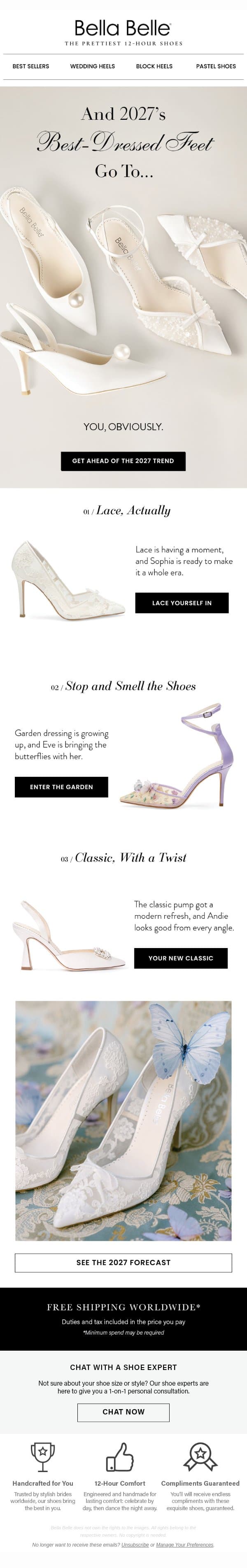 , your 2027 Shoe Forecast Is In ☀️ email from Bella Belle Shoes screenshot