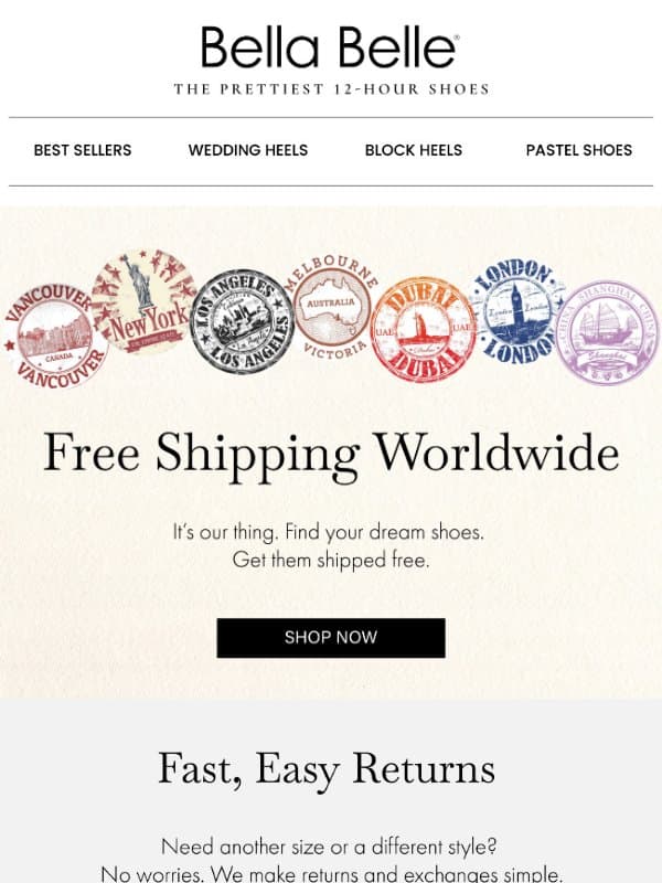 Seriously, it’s FREE! email from Bella Belle Shoes