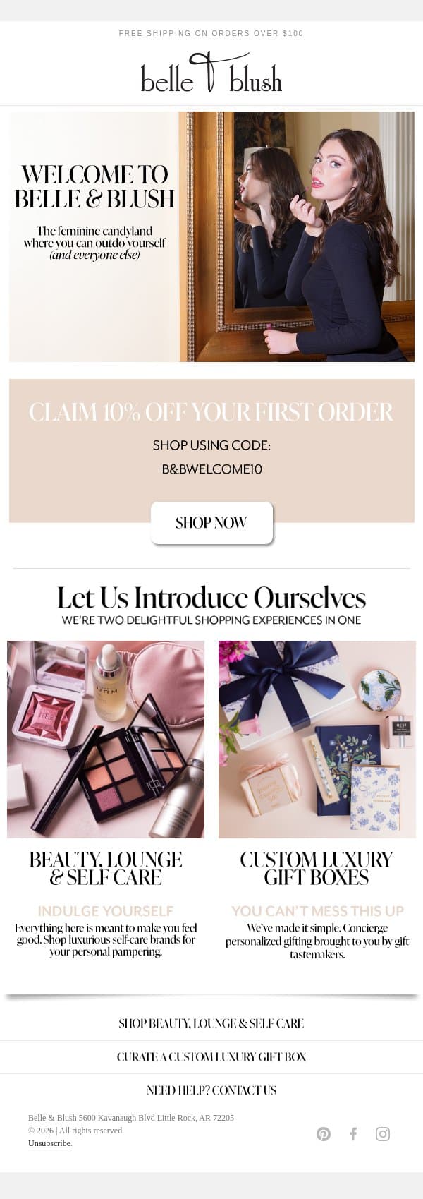 Thanks For Signing Up at B&B! email from Belle & Blush screenshot