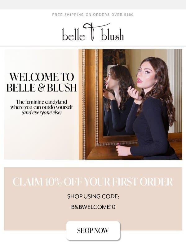 Thanks For Signing Up at B&B! email from Belle & Blush