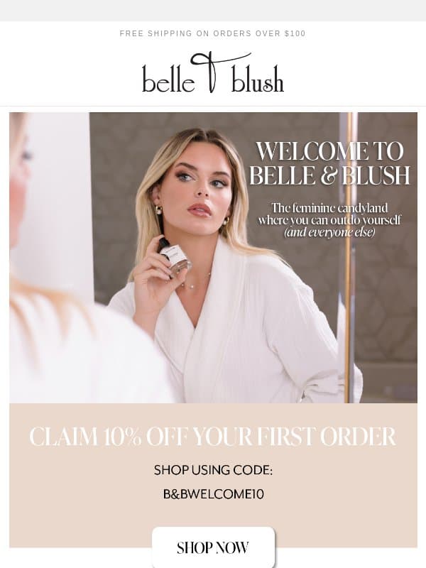 We're So Glad You're Here! email from Belle & Blush