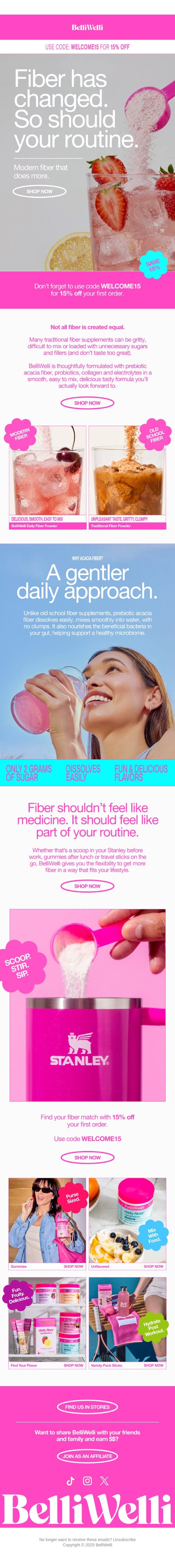 Not all fiber is created equal. email from BelliWelli screenshot