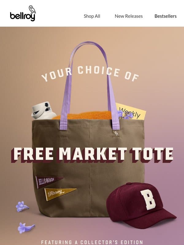 Gift with purchase: Market Tote email from Bellroy