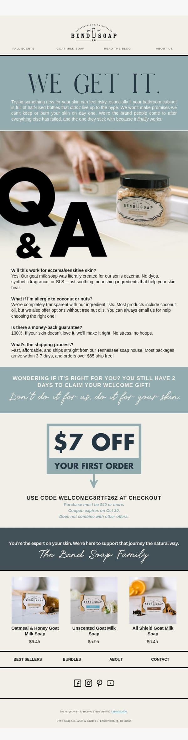 Read this if your skin has trust issues 🧼 email from Bend Soap Company screenshot