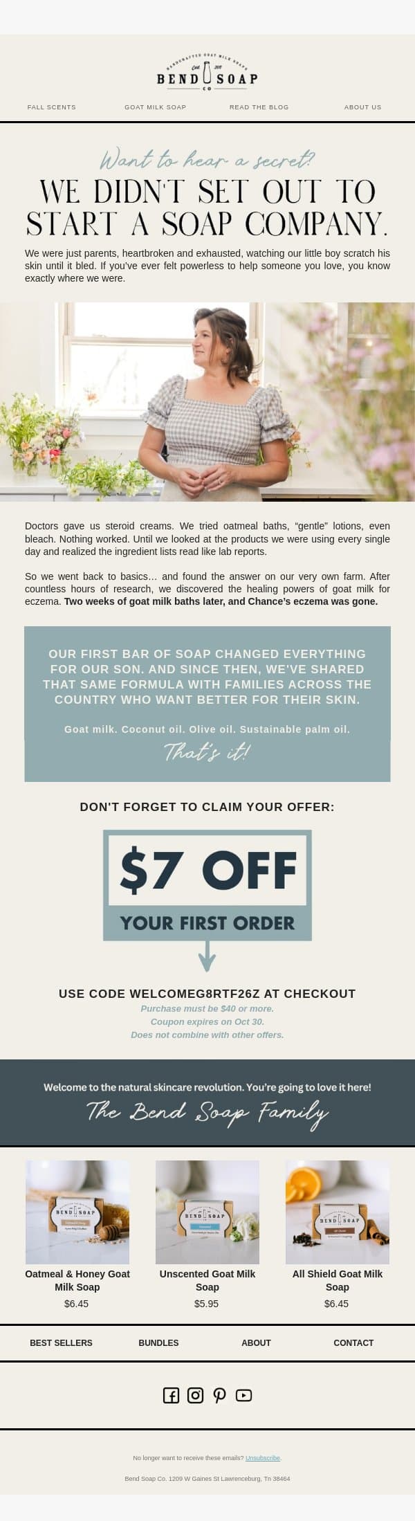 What if your soap is making things worse? 😬 email from Bend Soap Company screenshot