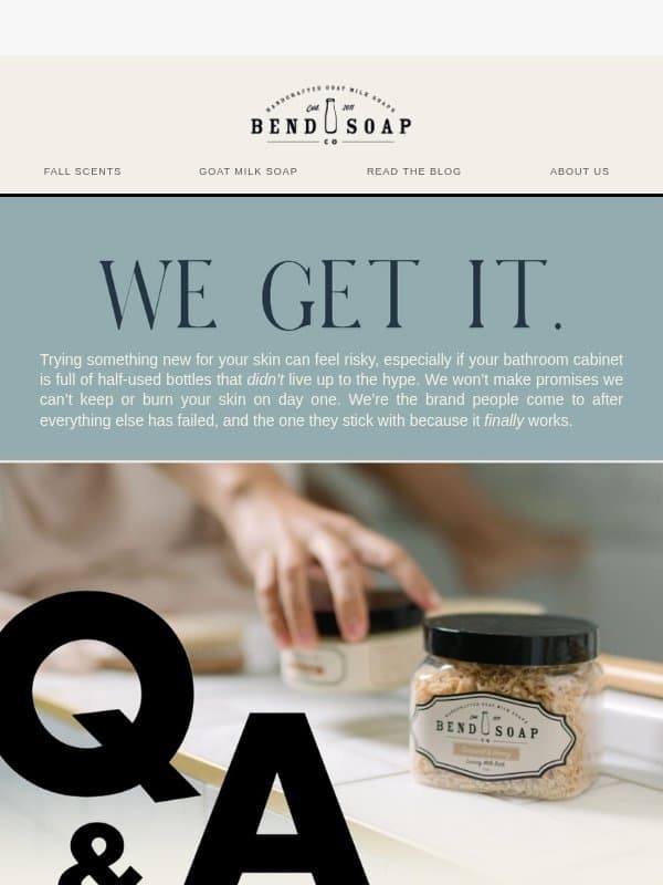 Read this if your skin has trust issues 🧼 email from Bend Soap Company