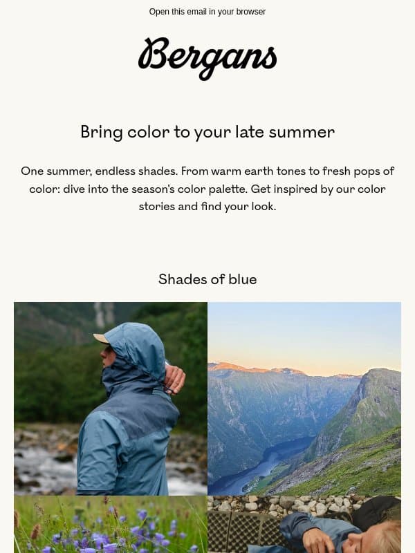 Colors of the season: Discover your summer palette email from Bergans