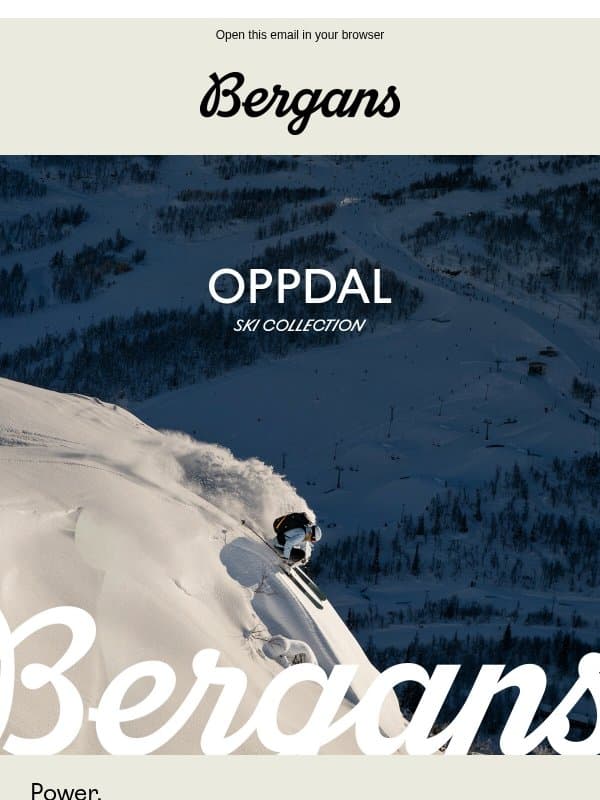 New arrivals in the Oppdal ski collection email from Bergans