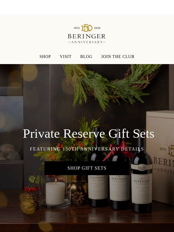 A Special Way to Gift Private Reserve email from Beringer Vineyards