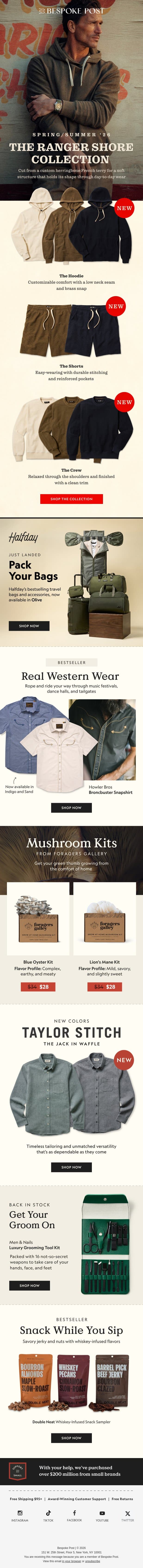 The Ranger Shore Hoodie email from Bespoke Post screenshot