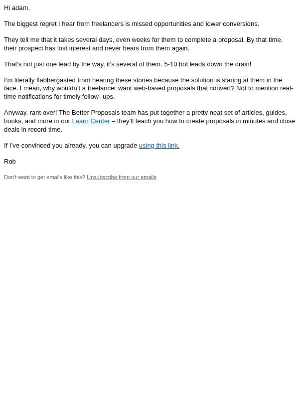 A free resource you’ll thank me for email from Better Proposals