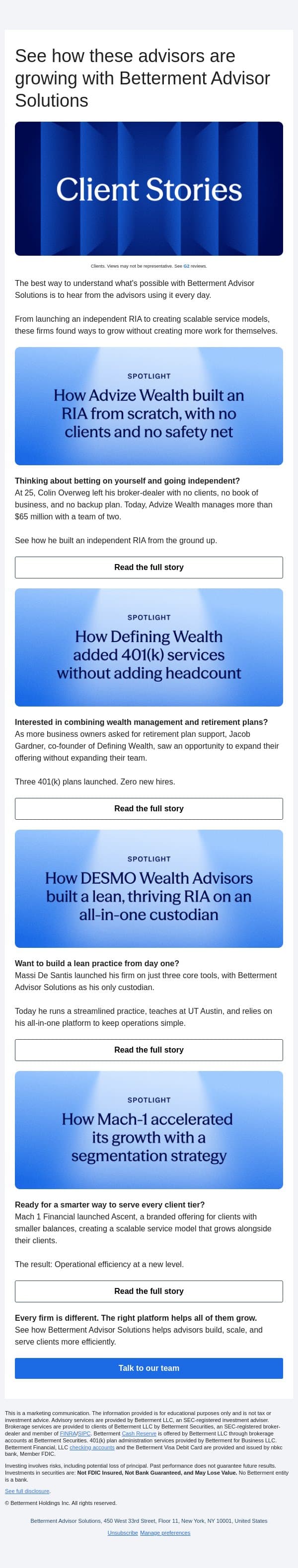 Need inspiration? We’ve got you. email from Betterment screenshot
