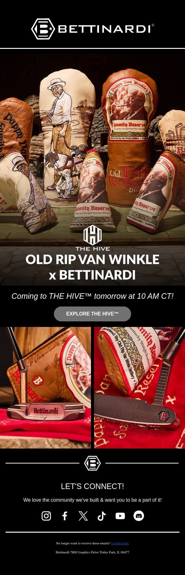Old Rip Van Winkle x Bettinardi Releases Tomorrow! email from Bettinardi Golf screenshot